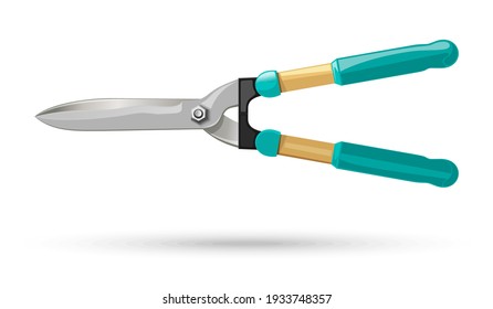 Gardening scissors. Agricultural implements. Garden and vegetable garden tools. Gardening hedge trimmer scissors. Vector illustration