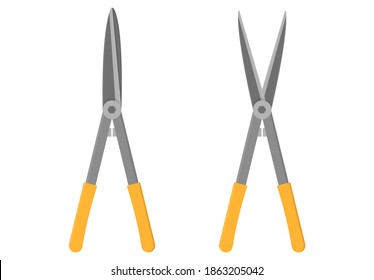 Gardening scissors isolated on white background. Gardening tools. Vector illustration in cartoon style for your design.