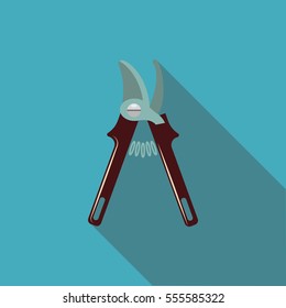 gardening scissors vector flat icon. Simple illustration of gardening elements, editable icons, can be used in logo, UI and web design