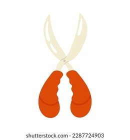 Gardening scissors. Working instrument for garden, outdoor plants activity vector illustration