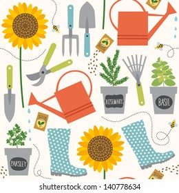 Gardening seamless pattern