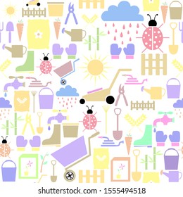 gardening seamless pattern background icon.