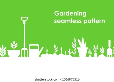 gardening seamless pattern on a green background