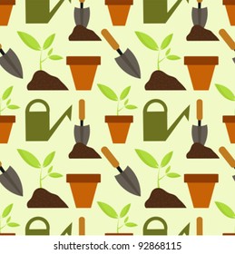 Gardening seamless pattern. Spring work vector illustration