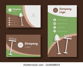 Gardening Service Digital Business Card Template, Lawn Care Job Corporate Marketing Advertisement, Backyard Gardener Online Invitation Card, Abstract Flyer, Creative Banner Design, Isolated.