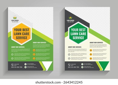 Gardening service flyer brochure cover template. Lawn and gardening or landscaping service flyer template