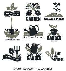 Servicio de jardinería y plantas de jardín iconos vectoriales, plantillas para la agricultura de jardinero