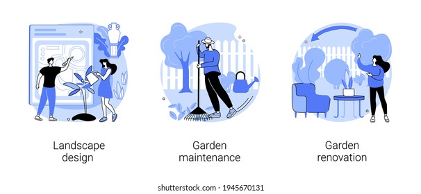Gardening services abstract concept vector illustrations 
