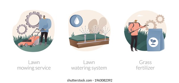 Gardening services abstract concept vector illustrations.