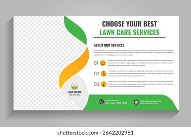 Gardening services web banner or Agricultural and farming services, video thumbnail design