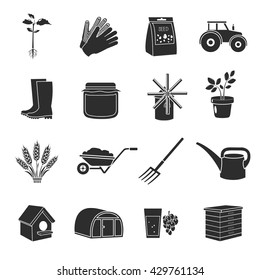 Gardening set vector icons. Collection of farm, agriculture, garden icons for web