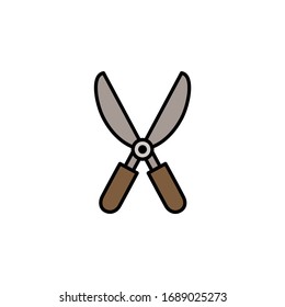 Gardening shears. Filled color icon. Tool vector illustration