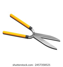 Gardening shears with wooden handle for lawns or garden isolated on white background.