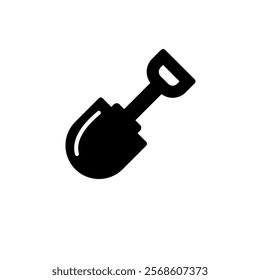 Gardening Shovel, Agriculture Farm Tools Solid Flat Vector Icon Isolated on White Background.