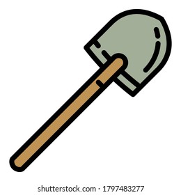 Gardening shovel icon. Outline gardening shovel vector icon for web design isolated on white background