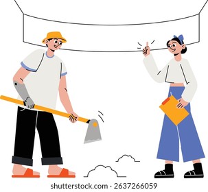 Gardening Side by Side illustration for web app infographic etc