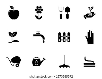 gardening silhouette vector icons isolated on white background. garden icon set for web, mobile apps, ui design and print