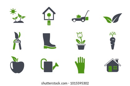 gardening simple vector icons in two colors