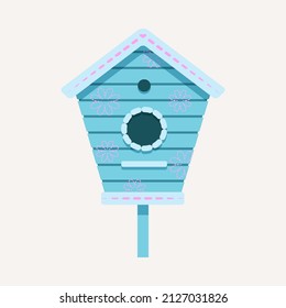 Gardening and spring illustration. Vector bird house illustration. Element for poster, scrapbooking, stickers set, greeting card, party invitations, tags.