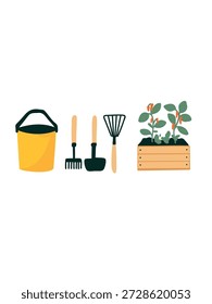 Conjunto de iniciação de jardinagem com caixas de mudas e ferramentas