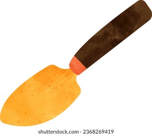 Gardening sticker. Yellow mini shovel.