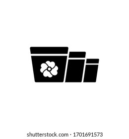 Gardening Terracotta Pot, Flowerpot. Flat Vector Icon illustration. Simple black symbol on white background. Gardening Terracotta Pot, Flowerpot sign design template for web and mobile UI element