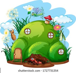 Gardening theme with insects in their home illustration