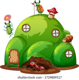 Gardening theme with insects in their home illustration