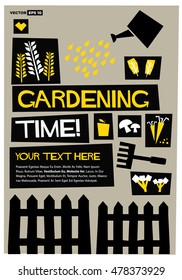Gardening Time! (Flat Style Vector Illustration Quote Poster Design) with Text Box
