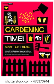 Gardening Time! (Flat Style Vector Illustration Quote Poster Design) with Text Box