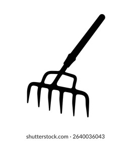 Gardening tool black silhouette garden rake