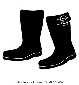 Gardening tool gamboots negative outline simple minimalistic flat design icon vector illustration isolated on white background