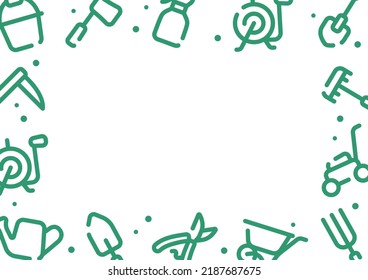 Gardening tool pattern background for graphic design.A-size horizontal frame.