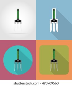 gardening tool rake flat icons vector illustration isolated on background