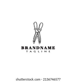 gardening tool secateurs logo cartoon icon design template black modern isolated vector