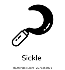 Gardening tool, a solid icon of sickle 