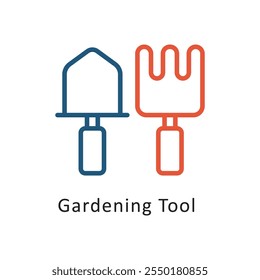 Gardening Tool Vector Two Color Outline Icon. Eps 10 file