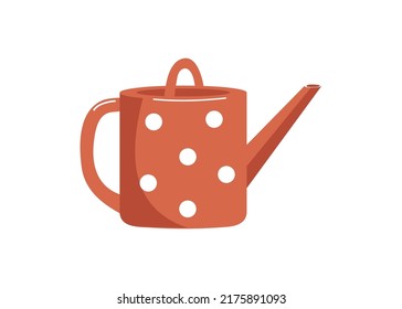 A  gardening tool, a watering can isolated on a white background. Colored flat vector illustration. Floristics and gardening, hobbies, outdoor activities. Horticulture, agronomy sign.