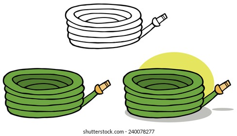 Gardening Tool-Gardening Hose For Water. Vector Collection Set