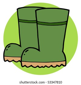 Gardening Tool-Pair Of Green Gardeners Rubber Boots