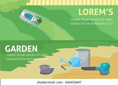 Gardening tools baner set. vector illustration isolated