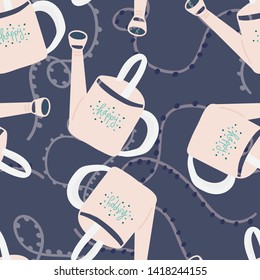 gardening tools with blue background -  vector seamless pattern - Great for wallpaper,backgrounds,gifs,surface pattern design,packaging design projects, stationary,fabric