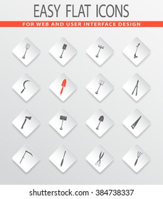 Gardening tools collection easy flat web icons for user interface design