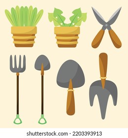 Gardening Tools Collection in Flat Design Vector Illustration