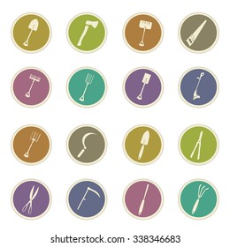 Gardening tools collection symbol for web icons