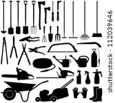 Gardening tools collection - vector silhouette