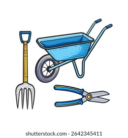Gardening Tools Collection vintage illustration