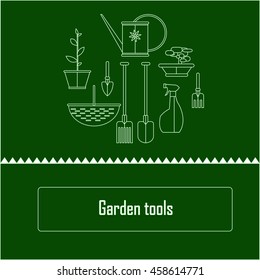 Gardening tools collection web icons in flat design. 