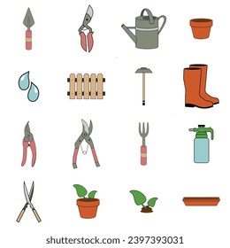 gardening and tools flat icon