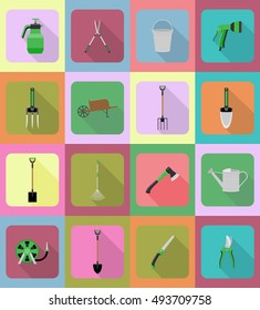 gardening tools flat icons vector illustration isolated on background